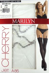 Marilyn CHERRY JET A85 R1/2 pończochy do pasa + pas black